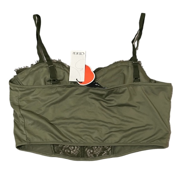NWT Cider olive green lace mesh corset style bustier top - Picture 7 of 9